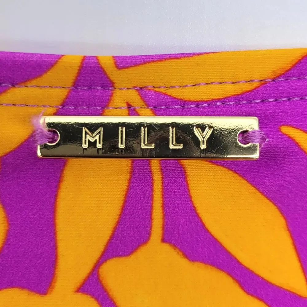Milly Cabana Bikini Bottoms NEW Women's Large Floral Orange Fuchsia Swimsuit
